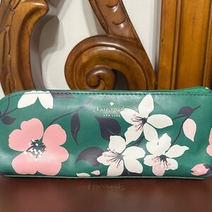 Kate Spade Green Floral Pencil Case